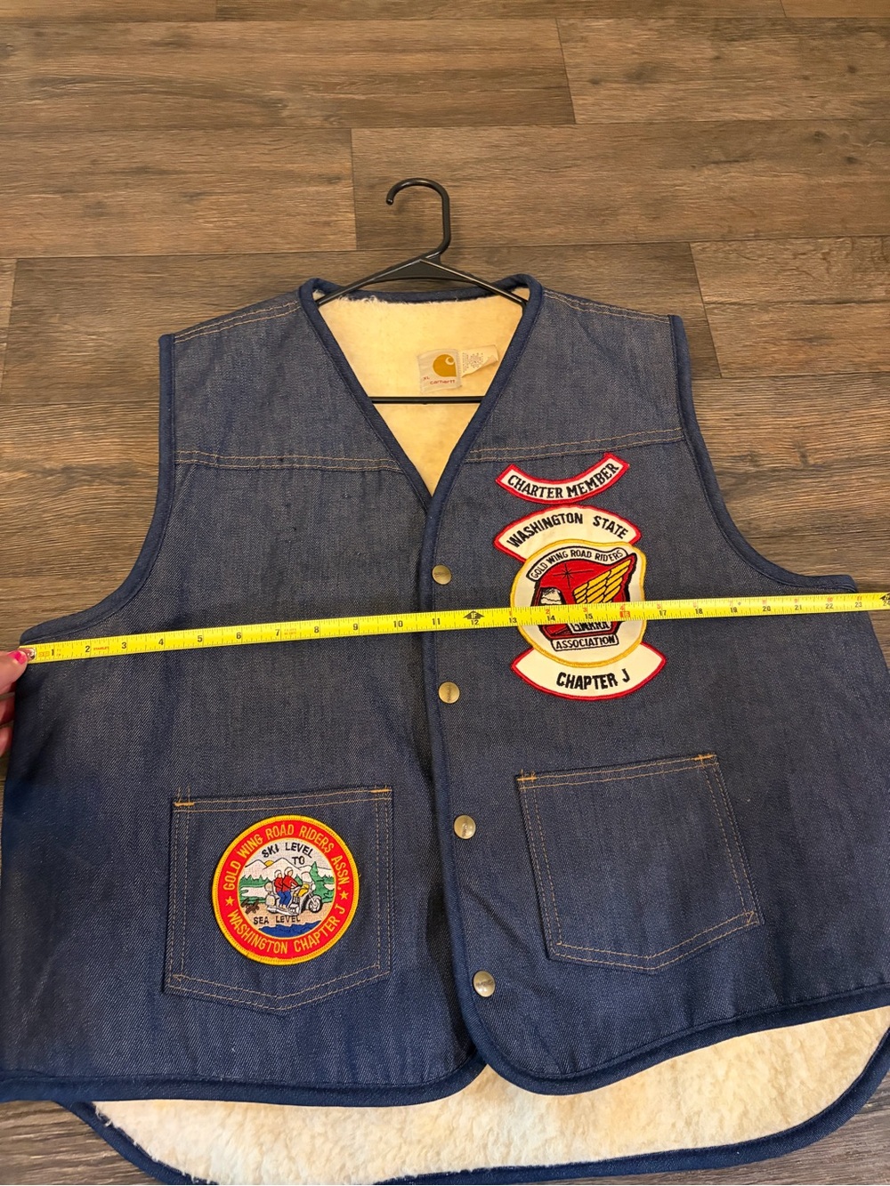 1980’s Men’s Carhartt Denim Sherpa W/ Vintage Motorcycle Patches Size XL - Picture 7 of 10